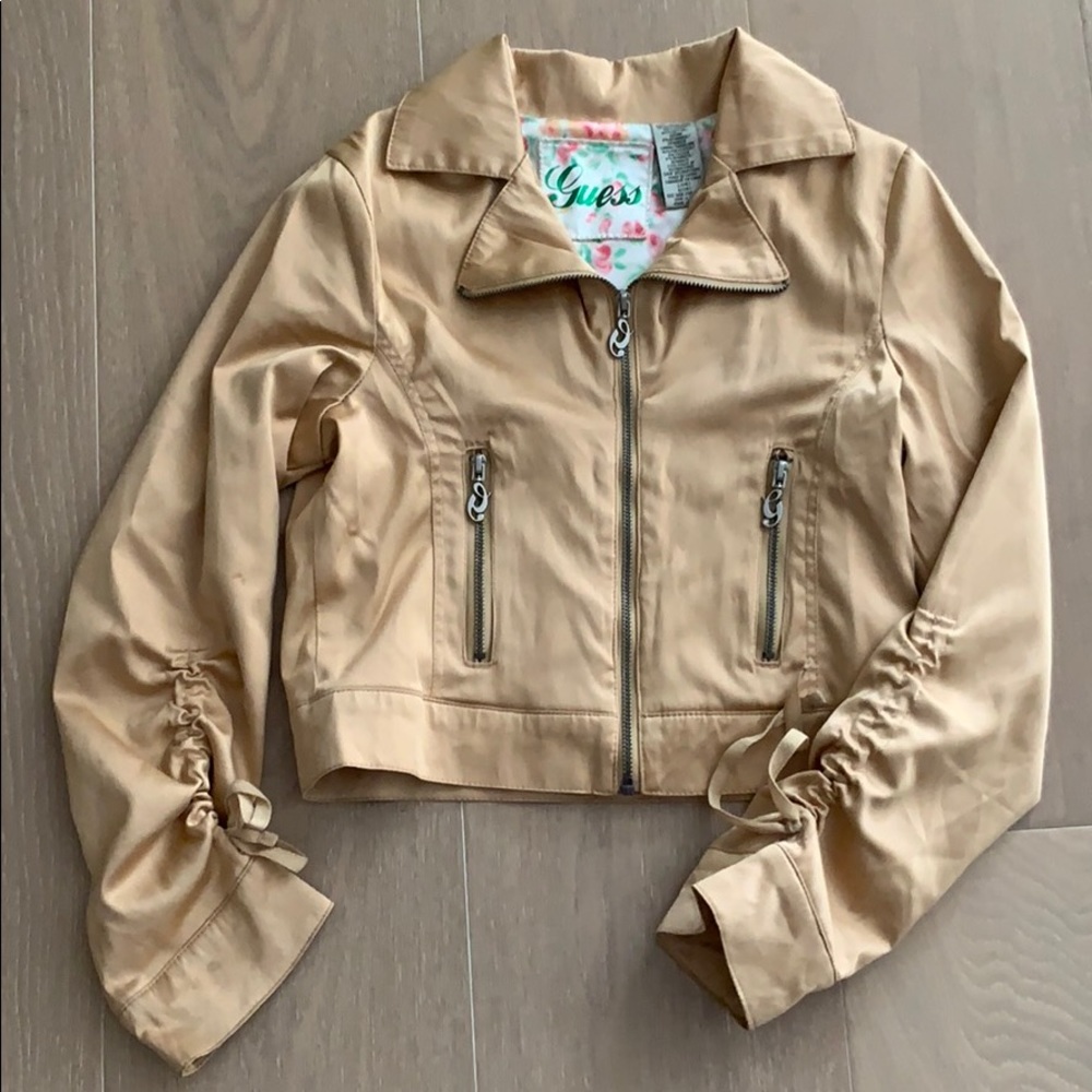 Guess Gold satin zip up jacket